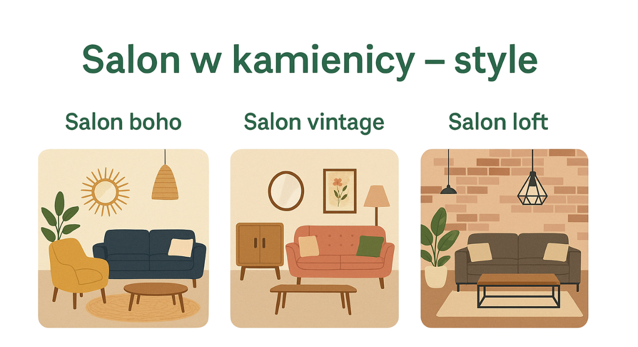style salonu w kamienicy infografika